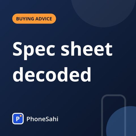 Smartphone spec sheet with the 5G bands, update years, chip, storage and screen lines highlighted